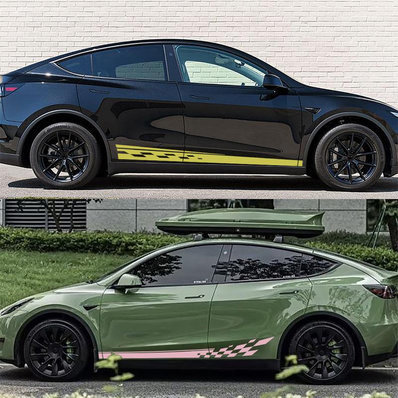 Car Vinyl Side Decals for Tesla Model Y Body Side Sticker Stripes Racing Style Decor Decal Modification Stickers 2Pcs