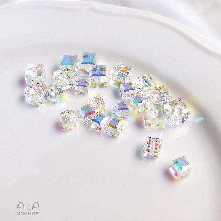 Iridescent Austrian Crystal Sugar Cube Beads for DIY Jewelry and Earrings