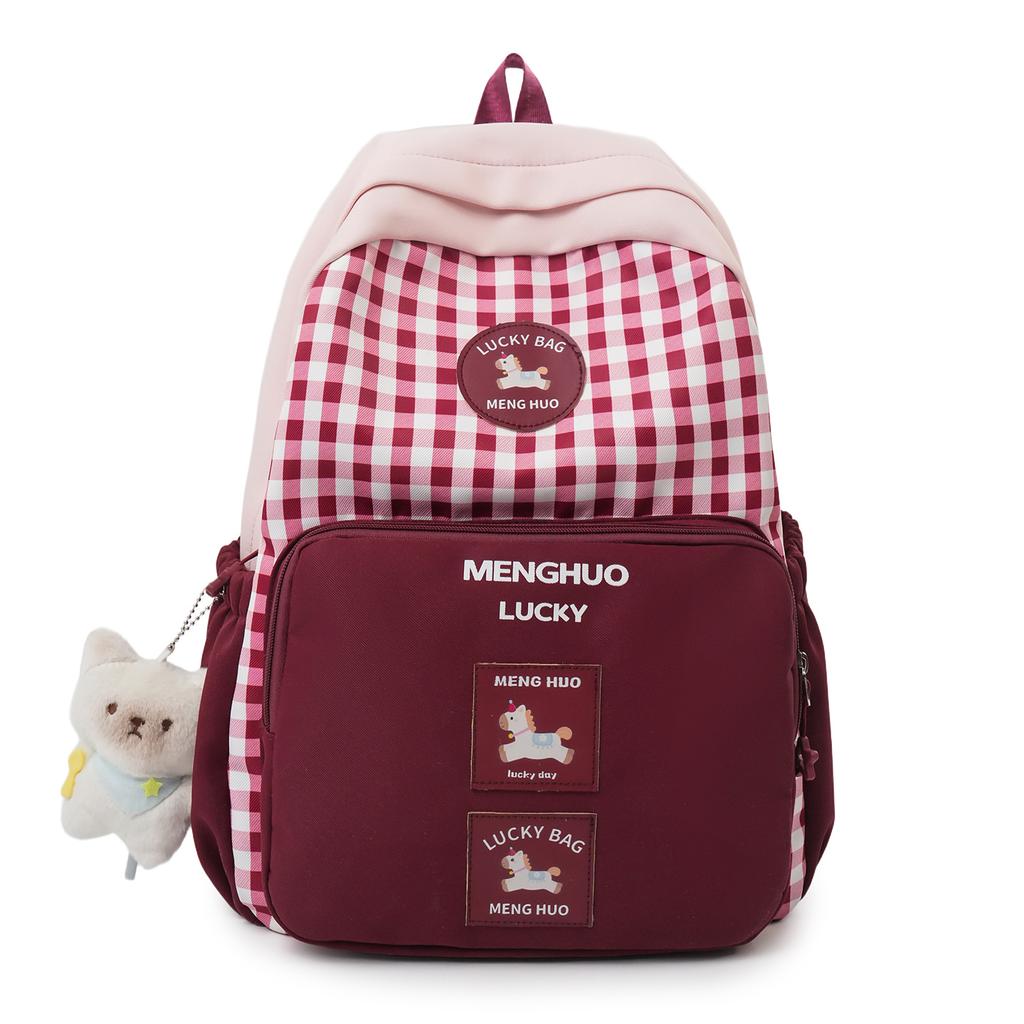 Schoolbag Japanese New High-value, Fresh and Sweet Plaid Backpack, Junior High School Student Schoolbag for Women, Lightweight and Large-capacity