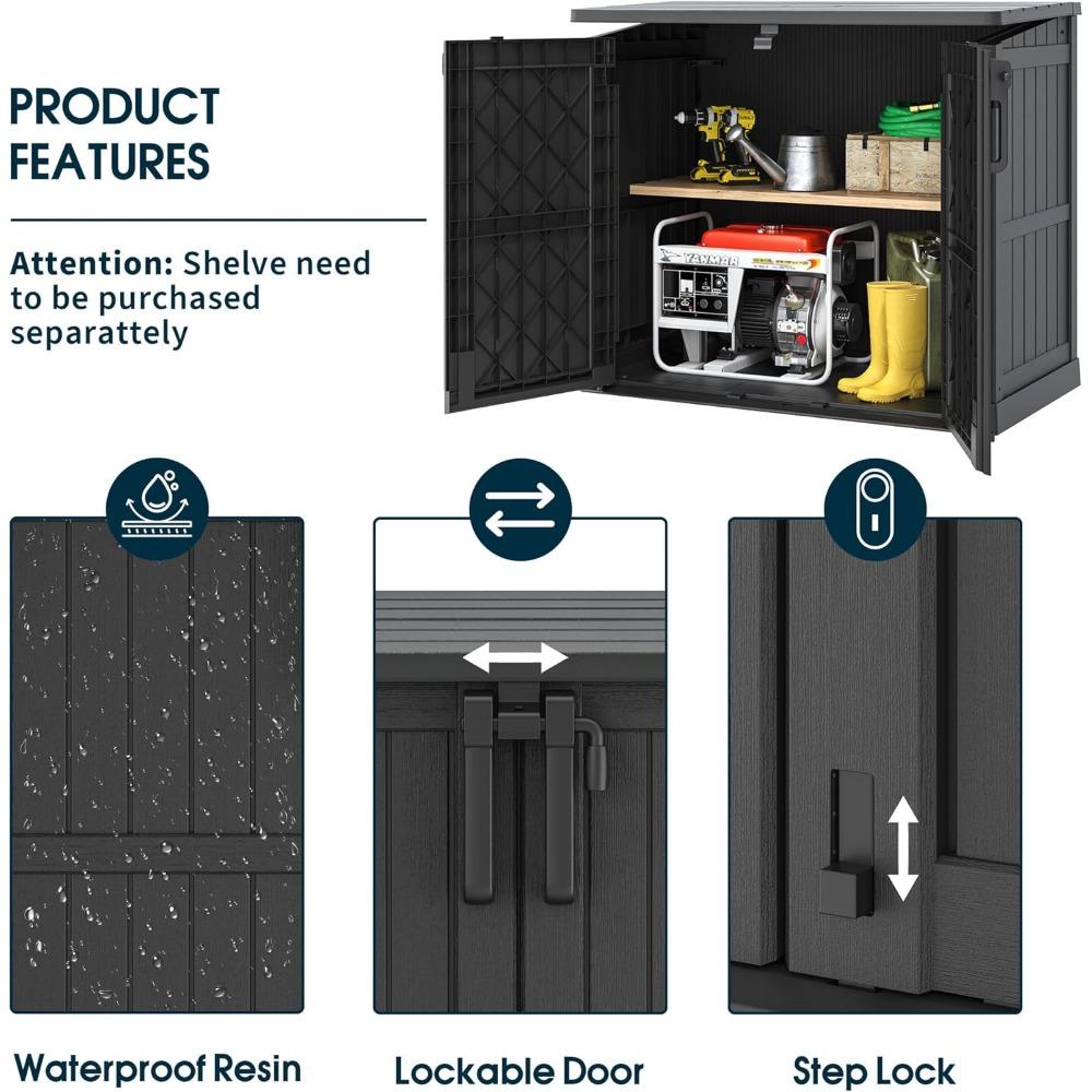 Large Outdoor Resin Storage Shed 36 Cubic Feet Garden Horizontal Storage Box Weather Resistant Extra Capacity