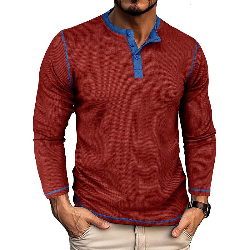 Retro Men'S Outdoor Loose Autumn Hoodie Casual Long Sleeved Henley Collar Top Shirt Cardigan