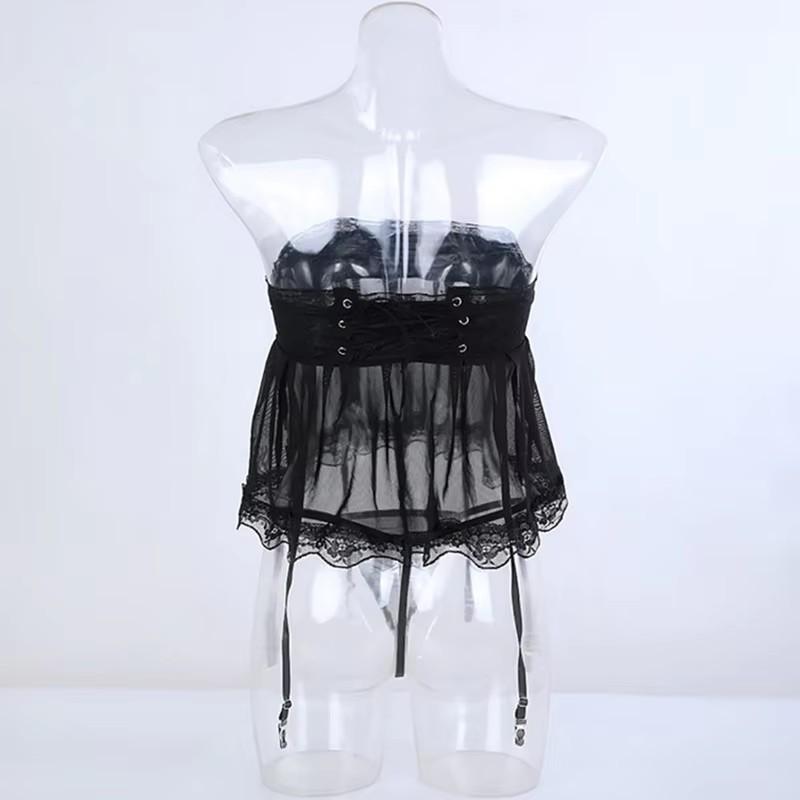 Sexy Höschen für Damen, heißer Strumpfgürtel aus Spitze, Übergröße, Netzrock, verstellbar, zweireihiger Strumpfgürtel, erotisches Höschen mit hoher Taille