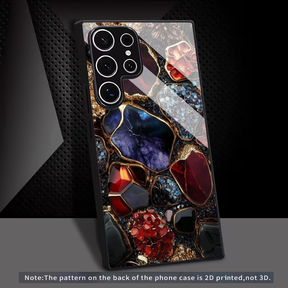 Colored stones Phone Case glass phone case for Samsung Galaxy S26 22 23 24 25 PLUS S21 22 23 24 25 ULTRA
