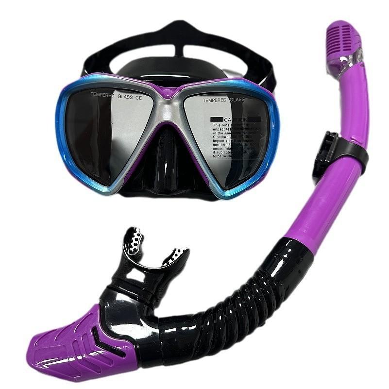 Scuba Diving Mask Snorkel Set for Adults Tempered Glass Professional Panoramic Snorkeling Gear Swimming Training Snorkel Kit QY367+198