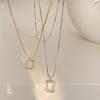 In Early Autumn, Song Yanfei Wore the Same Popular Double-layer Stacked Design Square Collarbone Chain Trendy Simple Temperament Versatile Necklace