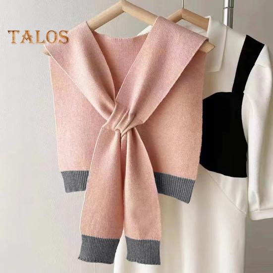 Women Knitting Shawl Patchwork Color Soft Knotted Design Versatile Soft Texture Shawl Winter Warm Scarf
