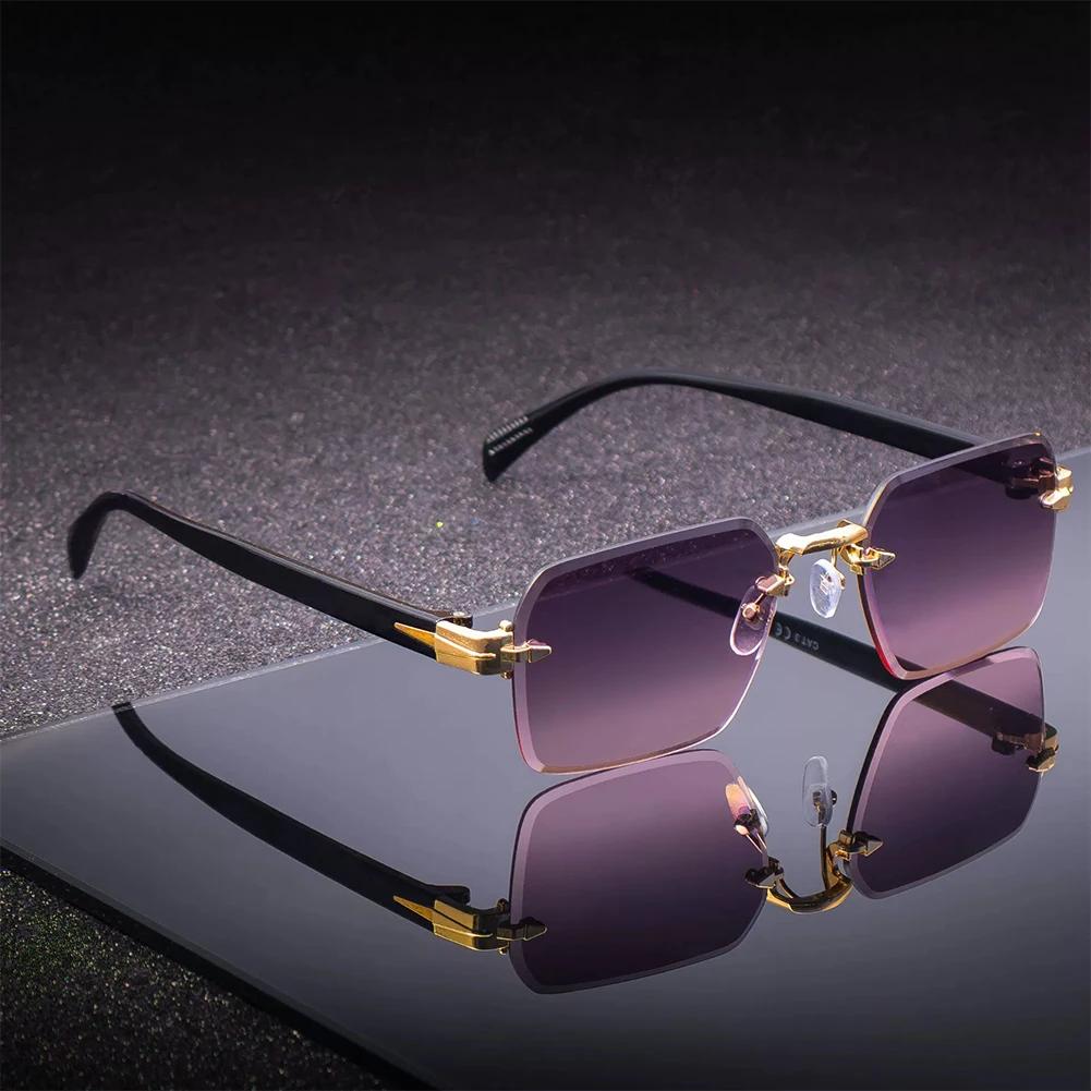 Women Men Universal Rectangle Frameless Sunglasses Festival Holiday Gift Sun Protection Vintage Alloy Glass Eyewear Accessories