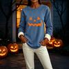 Women's Lined Long Sleeve Neck Top with Halloween Print for Winter Daily Wear