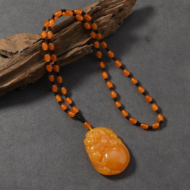 

Ожерелье из пчелиного воска, кулон в виде капли воды, безопасная застежка, кулон в виде тыквы-горлянки, янтарно-желтый цвет куриного жира, мужской и женский длинный кулон-цепочка для свитера