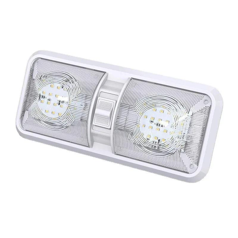 RV LED Ceiling Double Dome Light Fixture with ON/OFF Switch Interior Lighting for Car/RV/Trailer/Camper/Boat 12V Natural White