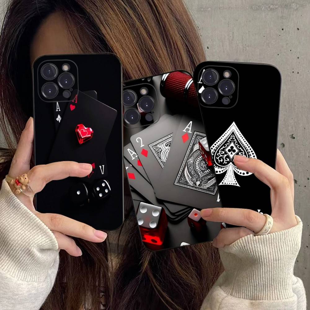 Poker Pattern Game Soft Back Phone Cover Case For IPhone 17 16 Pro Max 15 12 11 16e 13 Mini 14 15 Plus