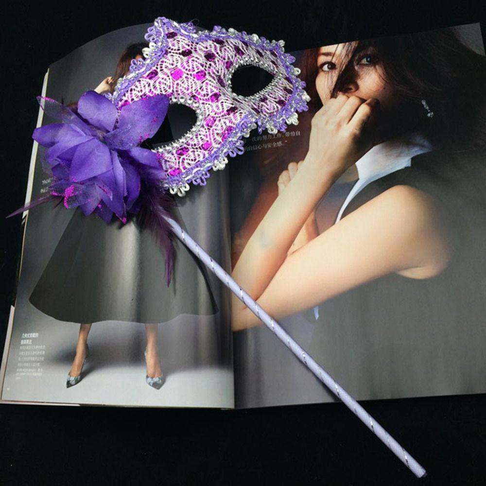 Festival Costume Party Handheld Masquerade Masks Translucent Half Face Mask  Party Makeup Ball