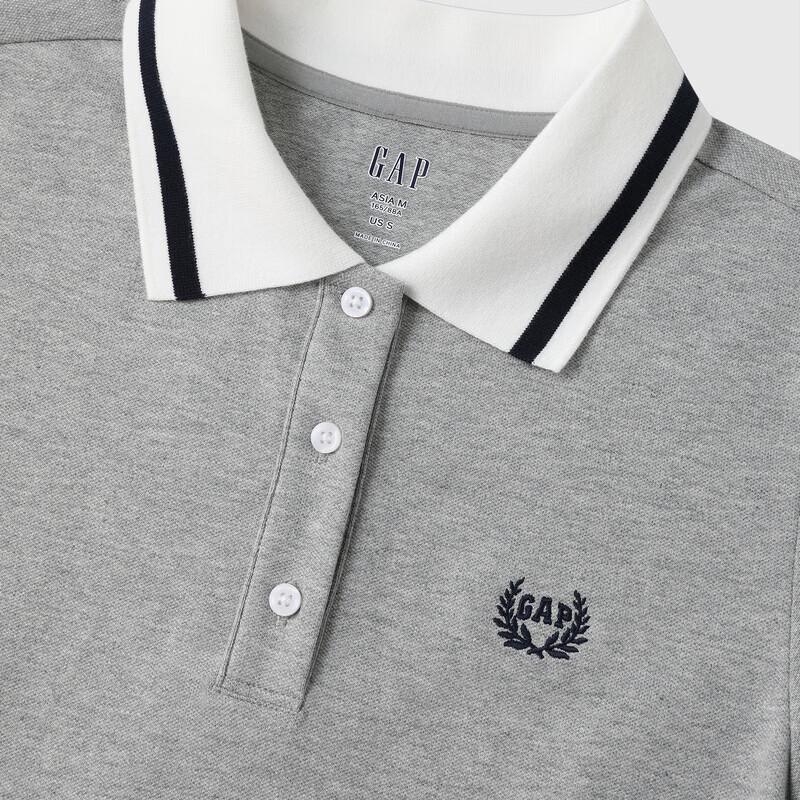 GAP Women's Pleated Logo Contrast Lapel Short Sleeve Dress