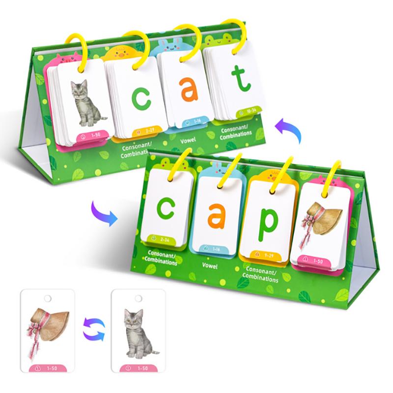 Kids Cvc Words Flashcards Phonics Flip Chart Word Builder Sight Words Activity Learning Tool Speech Therapy Special Education
