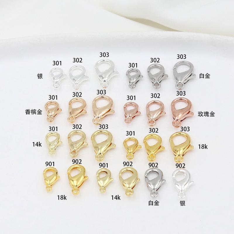 Color retention K gold-wrapped lobster buckle jewelry K gold bracelet necklace buckle end spring buckle DIY jewelry accessories B