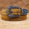 Retro Embossed Denim Jeans Leather Belt for Men and Women