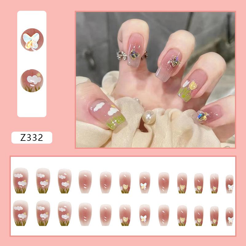 Wear Nail Diamond Small Fresh Three-dimensional Pattern Love Bow Nail Patch Nail Wear Nail Product