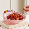 Creative Shell Shape Fruit Bowl with Fork Plastic Large Capacity Dessert Salad Bowl with 6 Fruit Fork Snack Plate for Kitchen