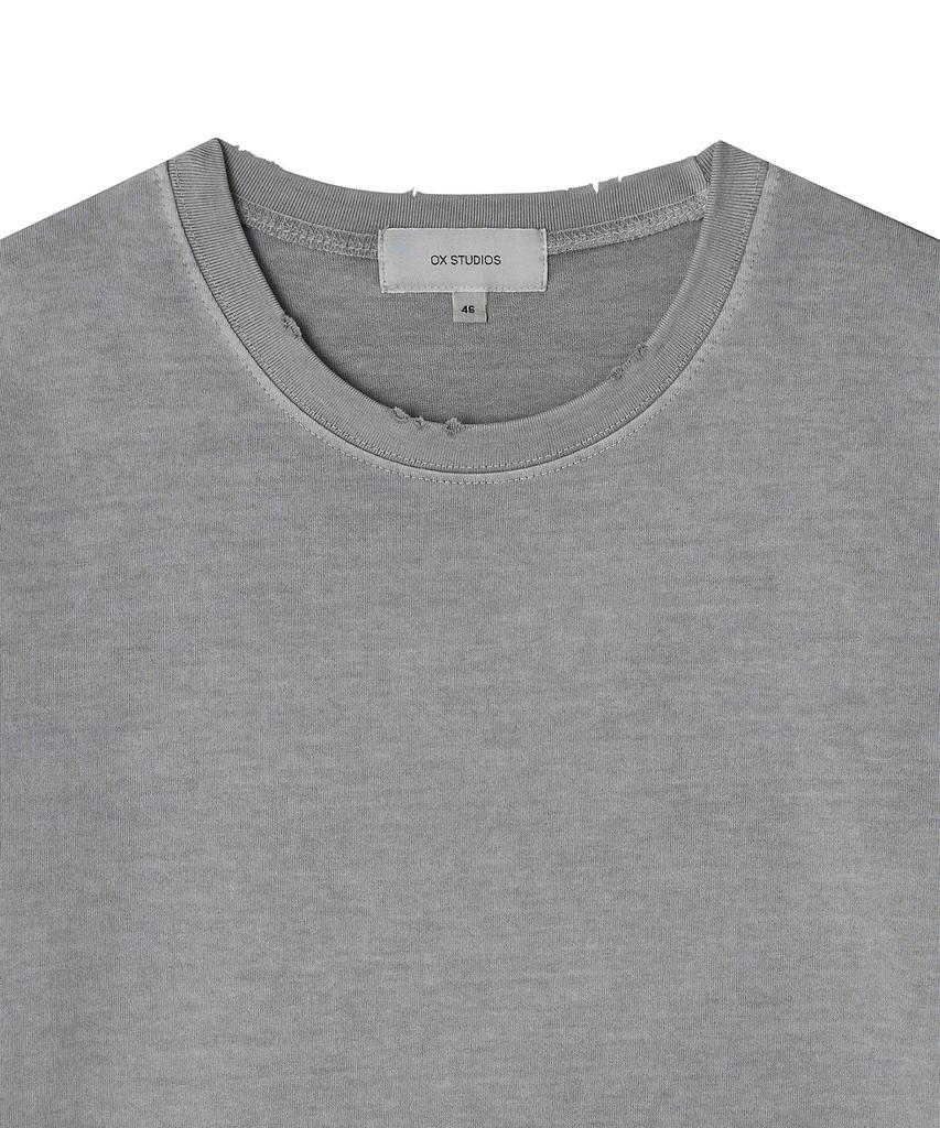 OX STUDIOS Pigment Damaged T-Shirt (Gray)