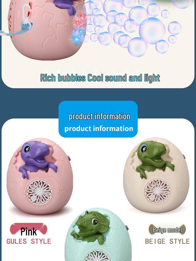 2024 Leakproof Handheld Dinosaur Egg Bubble Blower for Kids