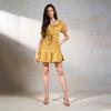 Virgio Women Mini Length Puff Sleeve Fit And Flare Fit Square Dress