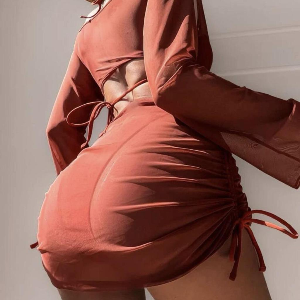 Women's European & American Sexy Solid Color Bikini Swimwear Four-Piece Set