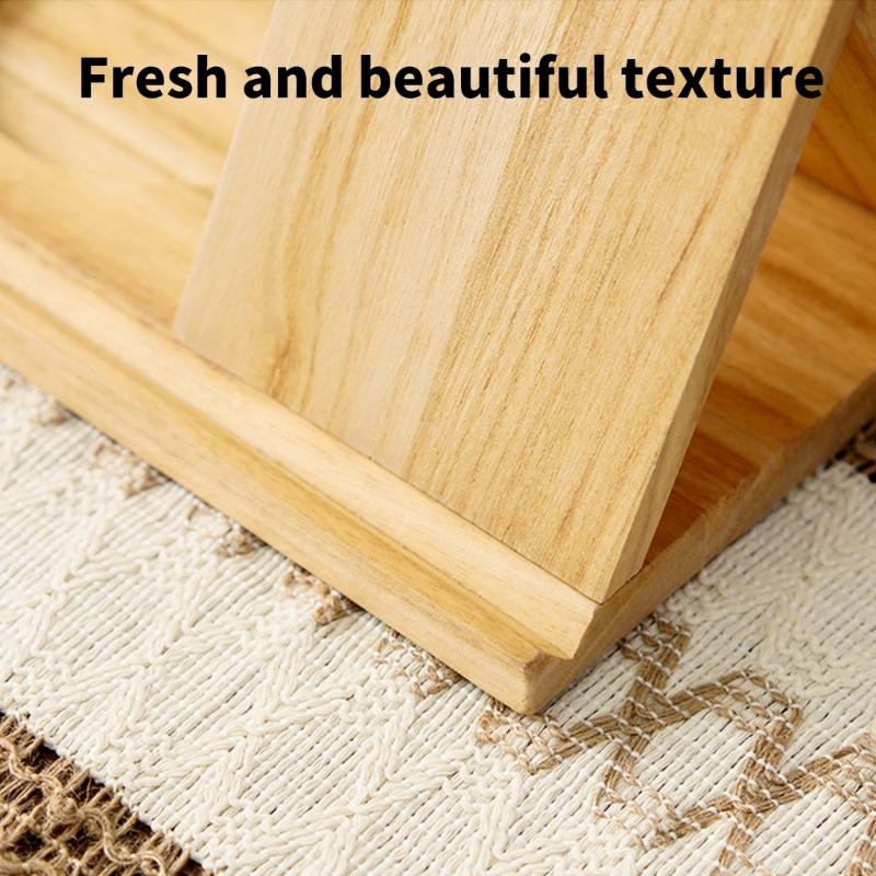Desktop Organiser Triangular Wooden Bookstand with Drink Tray and Phone Stand Ergonomic Reading Stand for Home Offices