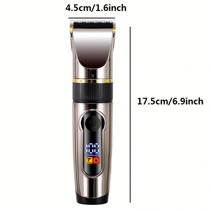 Waterproof Hair Clipper with LED Power Display Multiple Guide Combs USB Charging Grooming Accessories for Men's Haircut