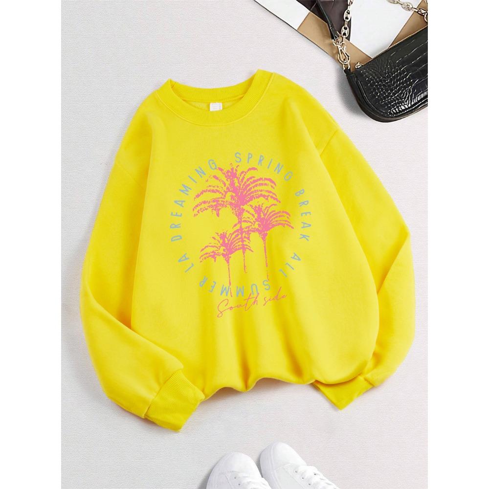 South Side Vacation Prints Sweatshirt Damen Rundhals Basics Hoodie Locker Warm Pullover Herbst und Winter Lässige Damenbekleidung
