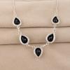 Schwarzer Onyx Edelstein 925 Sterling Silber Handgefertigte Damen Halskette, Hochzeitsschmuck RN-1-17