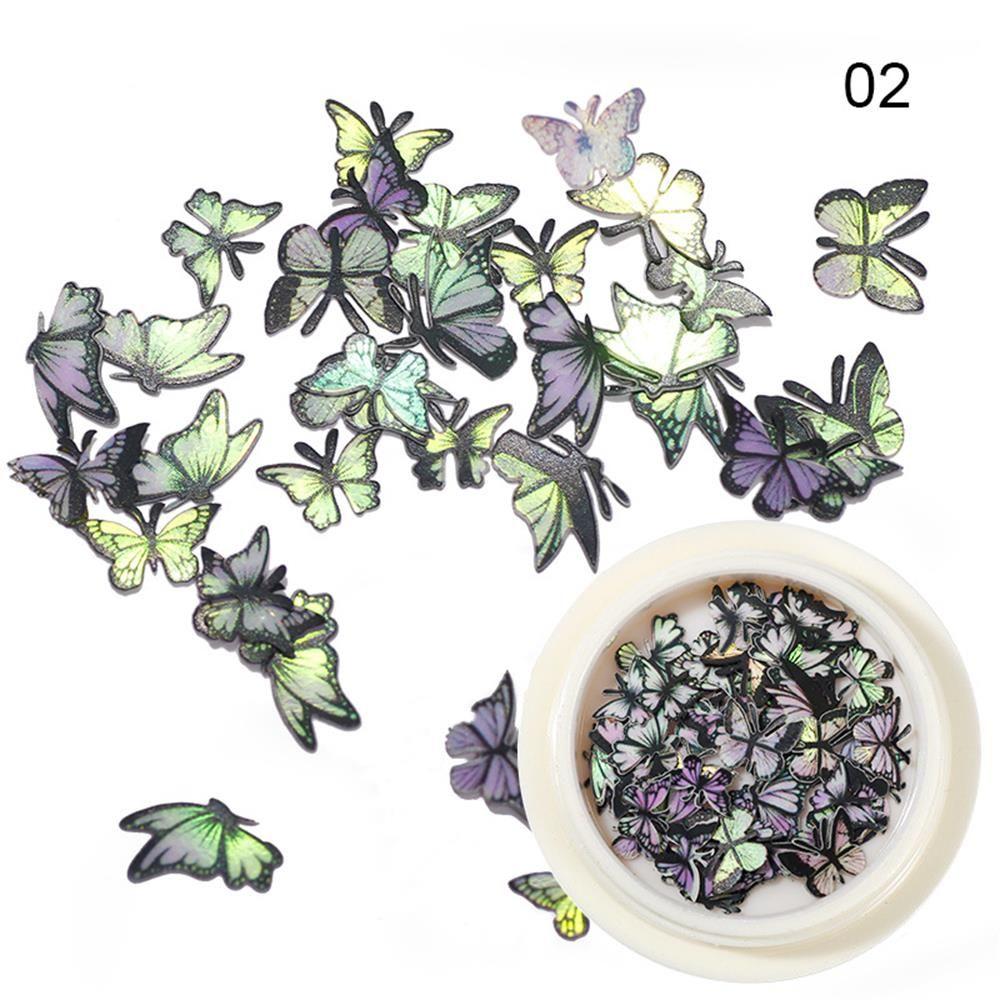 

Дизайн цветов ромашки Узор бабочки Ультратонкие блестки для дизайна ногтей Голографические пайетки для ногтей 02