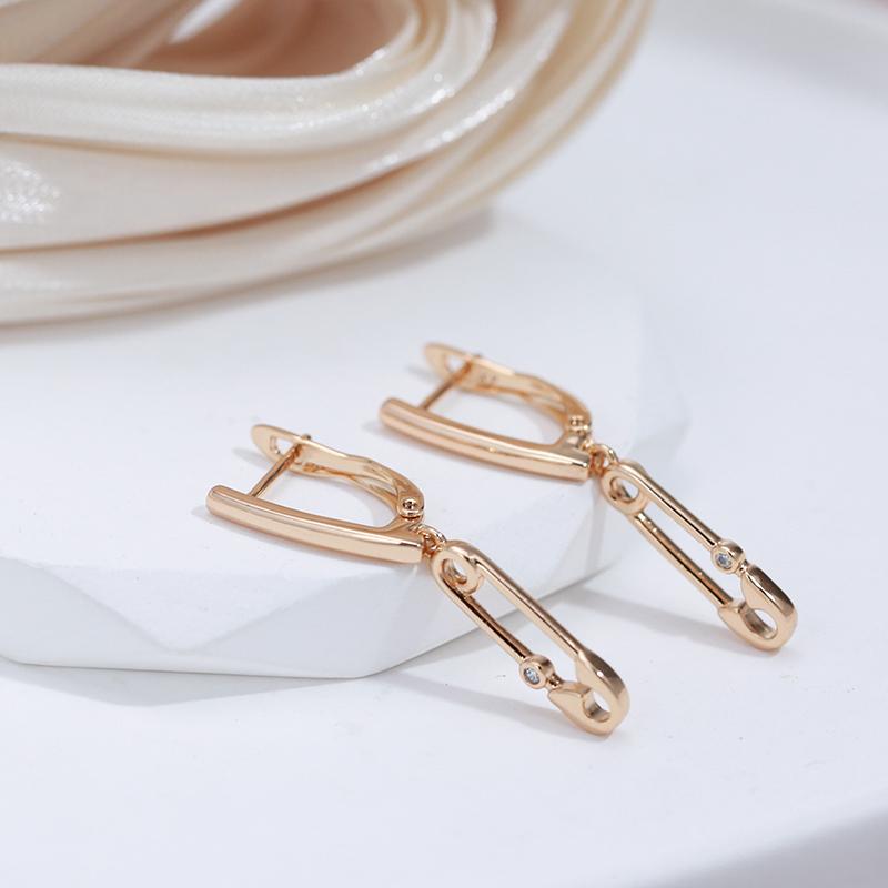 Kienl Paper Clip Long Drop Women's Earrings Rose Gold Color Fine Jewelry