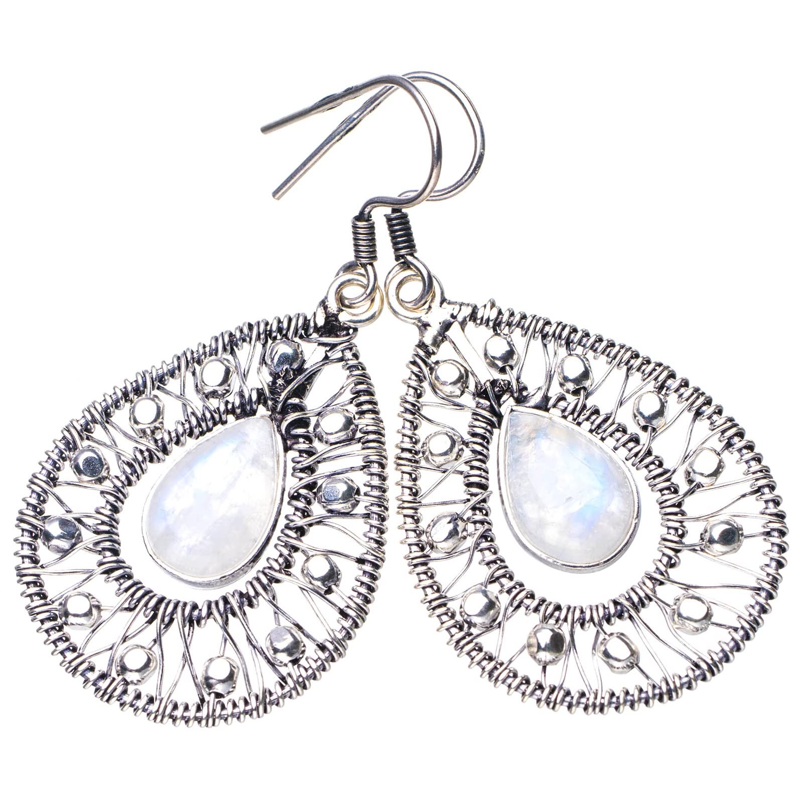 

StarGems® Natural Moonstone Winding Handmade 925 Sterling Silver Earrings 2 E5559