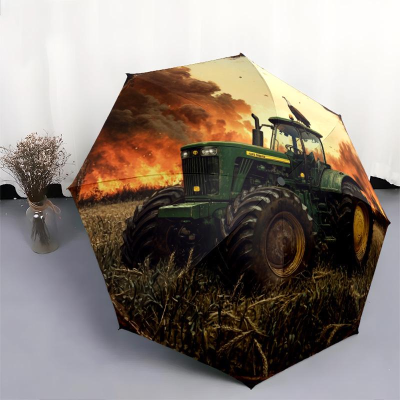 Construction Vehicle  pattern, automatic folding umbrella, portable and foldable design, 8 ribs, a Christmas or birthday gift.
