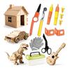 AT19-Cardboard Tools For Kids With Cutter& Tool Box-150 PCS Cardboard Construction Kit Ideal For Family& Team Activities