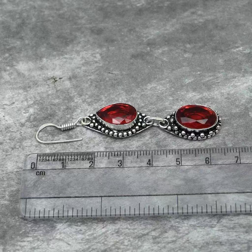 Bohemian Water Drop Ruby Earrings Pendants - Women's European & American Style Jewelry