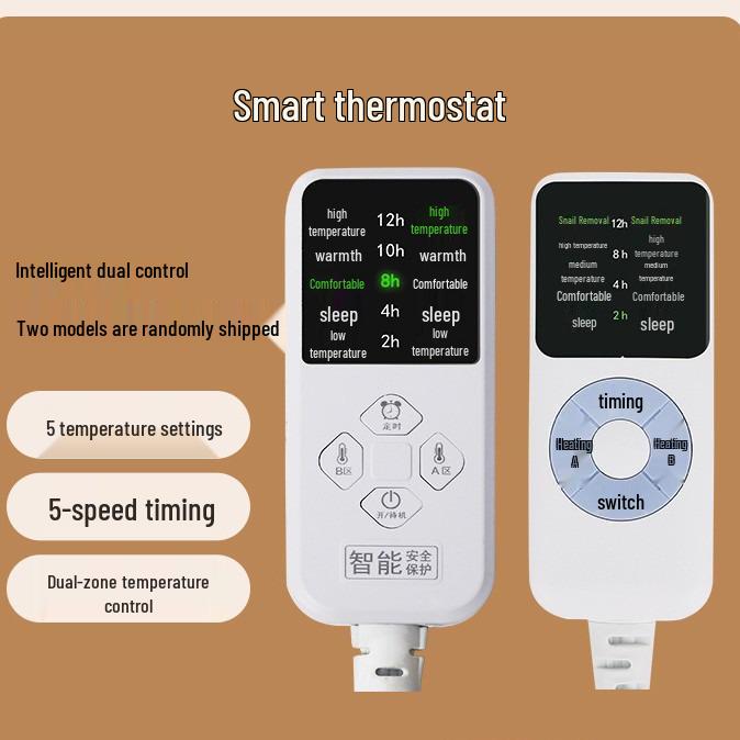 Large Electric Heated Blanket with Dual Control for Single/Double Beds - Adjustable Temperature for Three-Person Use
