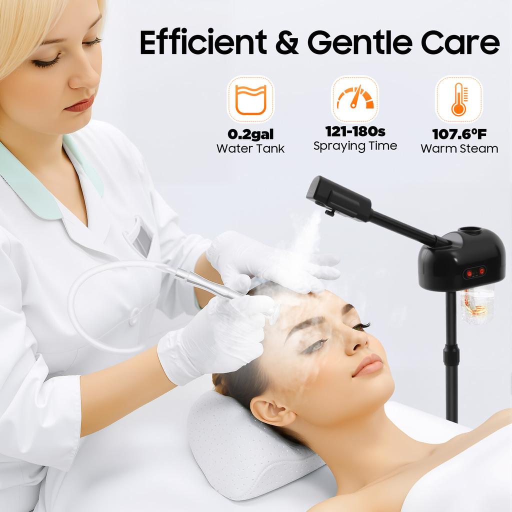 Professional Facial Steamer Ozone Nano Moisturizing 0.2Gal Large Tank 360° Rotation Home SPA Skin Care for Face Beauty Salon