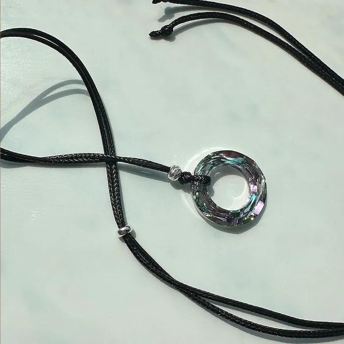 [925silver] Aurora crystal string necklace