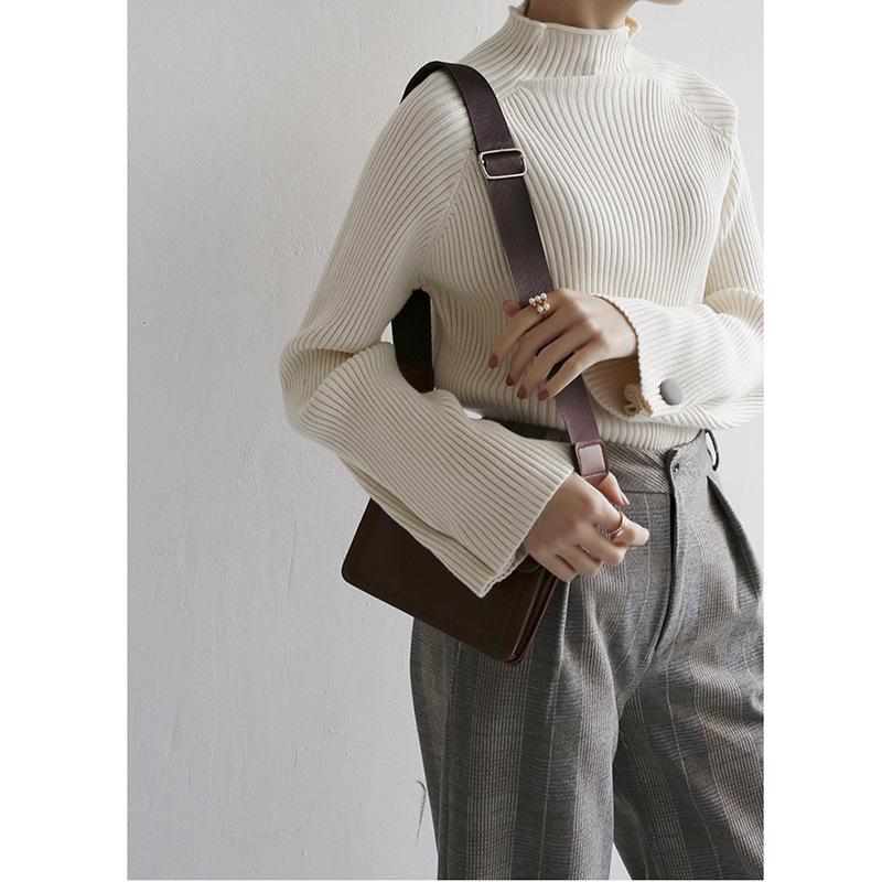 Women's Slim Fit Knitted Sweater - Warm Long Sleeve Turtleneck Base Shirt