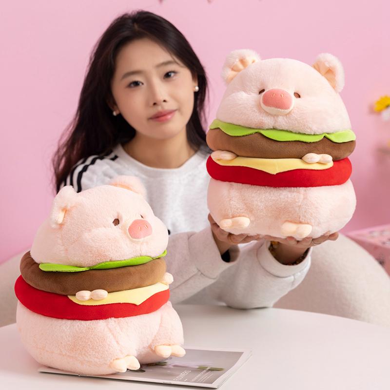 25cm Hamburg Piglet Plush Toys Lovely Stuffed  Animal Pig Dolls Anime Cute Home Sofa Pillow Children's Day Kids Gift
