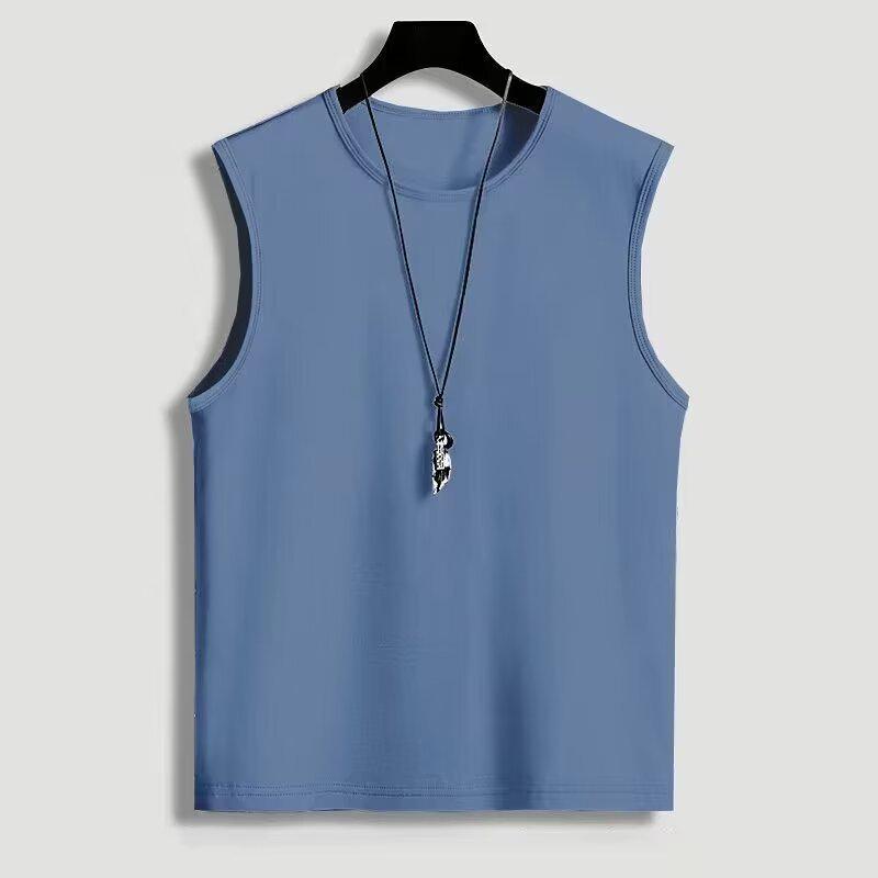 

Мужской модный летний спортивный жилет без рукавов - повседневный свободный крой для студентов и мальчиков M синий