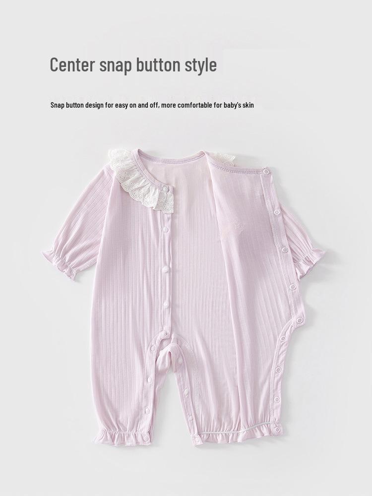 Atmungsaktiver Baby-Mädchen-Langarm-Sommer-Strampler