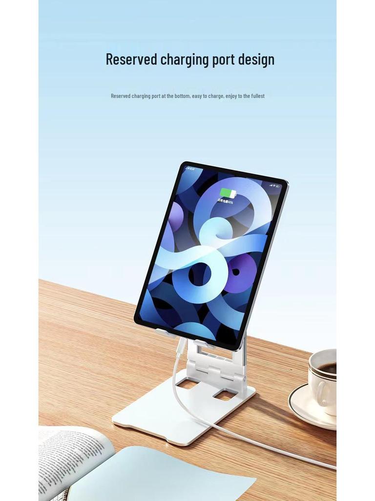 Foldable Metal Tablet Stand for Desktop: Adjustable for Online Classes & Gaming