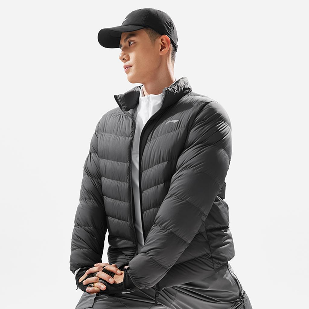 Li Ning Fitness Series Cold Resistant Outdoor Solid Color Lightweight Casual Versatile Logo Stand Collar Short Winter Down Jacket AYMU091-3
