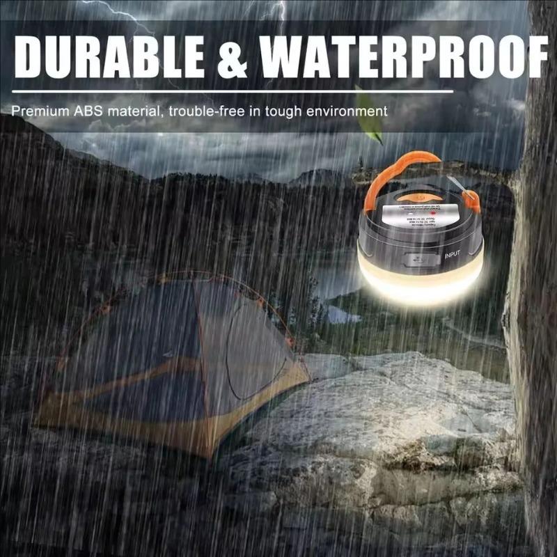 USB Rechargeable Portable Camping Tent Light 3 Modes Waterproof Outdoor Tent Lamp Lightweight Night Hanging Hook Emergency Lamps