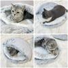 Warm Long Plush Pet Bed Round Cats Cushion Cat House 2 In 1 Comfortable Sleep Bag Enclosed Round Cat Cushion House Warm Basket