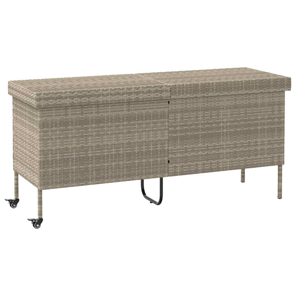 Garden Storage Box with Wheels Light Grey 160 x 55 x 75 cm Poly Rattan