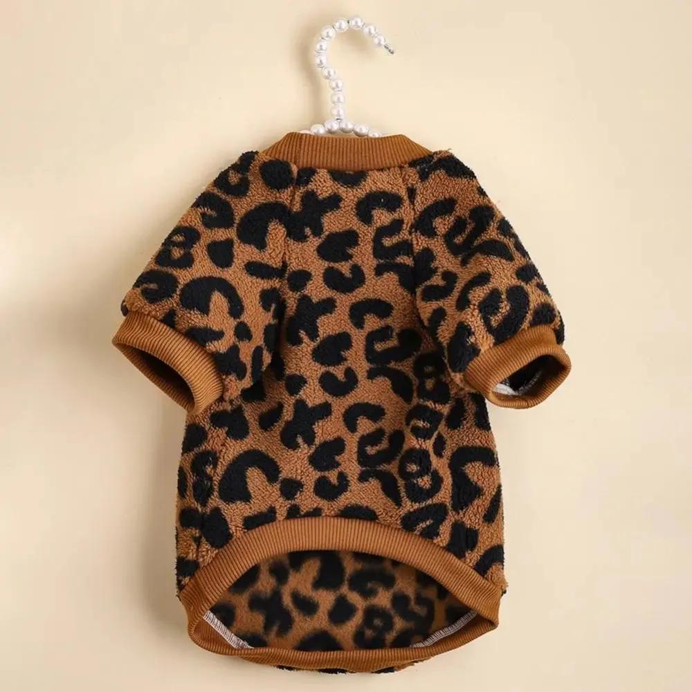 Puppy Pullover Dogs Pet Sweater Winter Leopard Print French Bulldog Winter Warm Sweater Pet Apparel Clothing