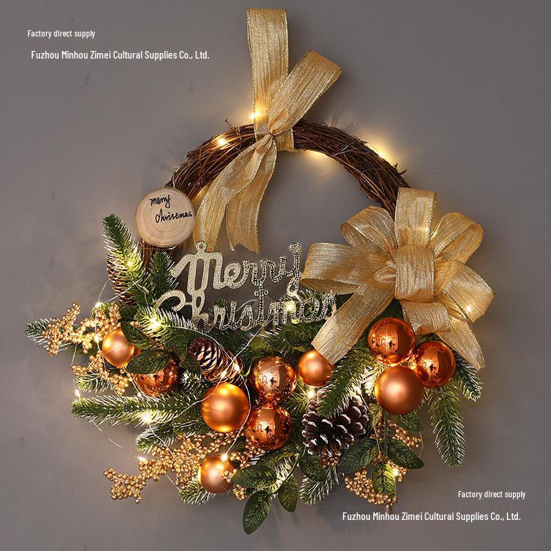 Champagner Gold Weihnachtsdekorationen: Baumkranz, Rattan-Geweih, Wand- & Türdekoration für Hotels & Einkaufszentren